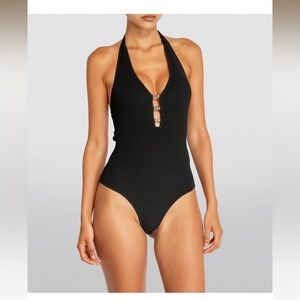 Sandro black bodysuit halter neck with gems